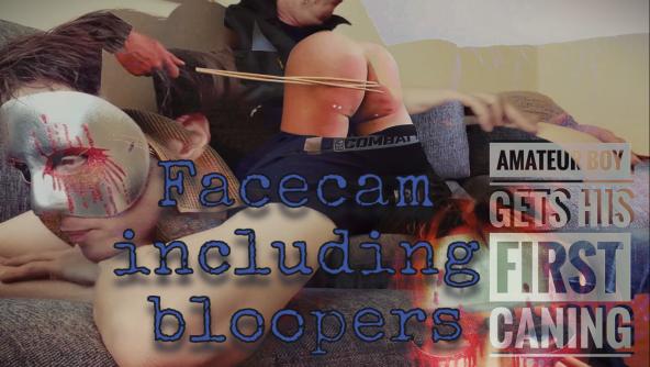 Amateurboy Gets His First Caning - full facecam rec incl bloopers