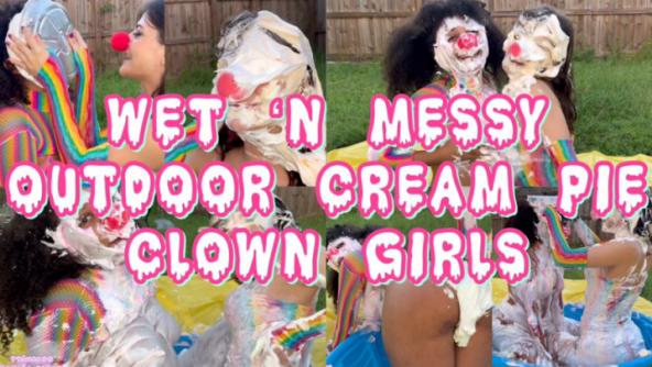 Wet & Messy Outdoor Cream Pie Clown Girls