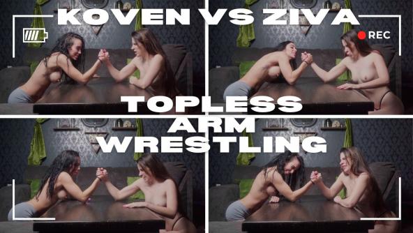 4K/ Ziva Fey - Topless Arm Wrestling With Koven