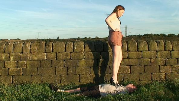 Sophie Tramples Her Slave In 3 Pairs Of Shoes By The Wall 