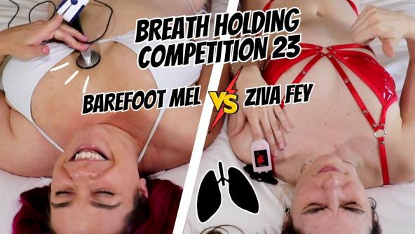 HD/ Ziva Fey - Breath Holding Competition 23 With Barefoot Mel