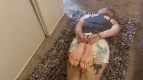 Sheena Hogtied Bastinado On Floor